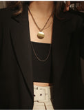 UZL DESIGN MULTIROW NECKLACE WITH COIN PENDANT IN GOLD PLATE - boopdo