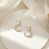 UZL VINTAGE INSPIRED CRYSTAL MOON AND STAR DESIGN EARRINGS IN GOLD PLATED - boopdo