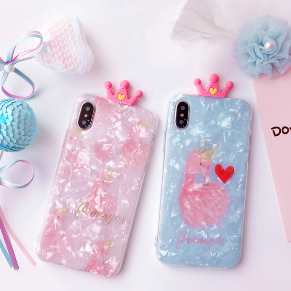 FLAMINGOS EMBOSSES FROSTED SHELL APPLE IPHONE CASES - boopdo