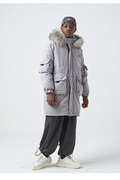 SWAGGER SHOTE MID LENGTH FAUX FUR COLLAR HOODED JACKET - boopdo