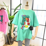 SIMDA DINOSAUR PRINT OVERSIZED T SHIRT WITH EMBROIDERY - boopdo