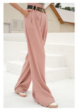 VERRAGE HIGH WAIST WIDE LEG TROUSERS IN PINK - boopdo