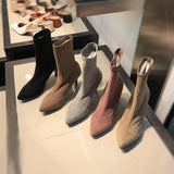 LUXE SEVEN DESIGN HEELED BOOTS WITH POINT TOE - boopdo