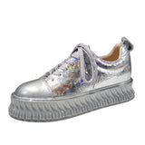 ANZO JELLY RETRO STYLE CHUNKY SOLE LEATHER WOMENS SNEAKER - boopdo