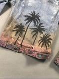 MIAMI PALM BEACH PAINTED RIPPED DENIM JACKET IN MULTI COLOR - boopdo