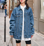 8GIRLS DESIGN LONGLINE DENIM JACKET - boopdo