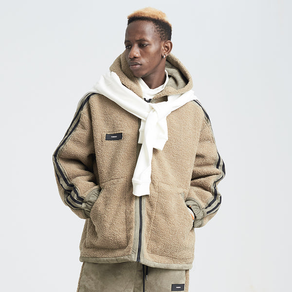 SHOTE SINN HE ON THE EDGE DESIGN HOODED SPORT DOWN JACKET WITH MATCHING PANTS IN KHAKI - boopdo