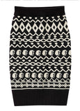 PEACE BIRD KNITTED MIDI SKIRT WITH BACK SPLIT DESIGN - boopdo