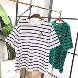 SIMDA RELAXED STRIPE T SHIRT WITH DISNEY EMBROIDERY - boopdo