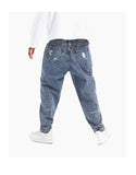 ZOMBRE ZILLA RIPPED DENIM JEAN SWEATPANTS IN NAVY - boopdo