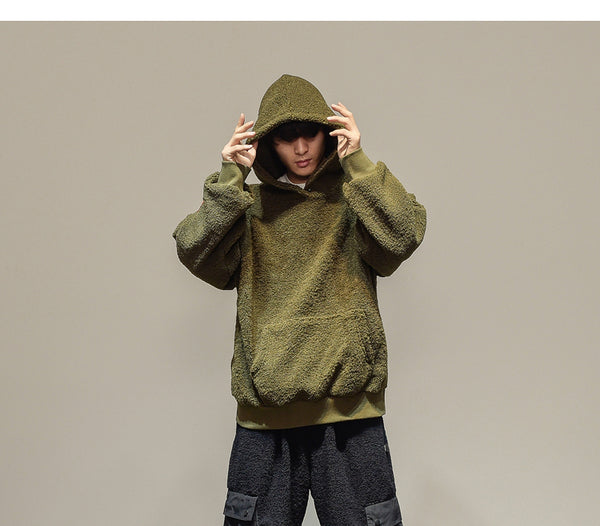 ZAHARA ZADLIE FAUX FUR HOODIE PULLOVER WITH KANGAROO POCKET - boopdo