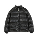 THE FURU GANGSTA MADE EXTREME HIGH NECK FAUX LEATHER BOMBER JACKET - boopdo