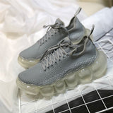 BELLA JESSIA TRANSPARENT CRYSTAL BUBBLE OUT SOLE KNITTED AIR CUSHION SNEAKER - boopdo