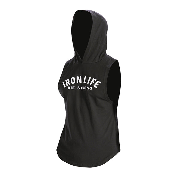 IRON LIFE DIE STRONG SPORTSWEAR TRAINING HOODED TANK TOP T SHIRTS - boopdo