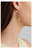 UZL DESIGN GOLD PLATE BELLY BAR EARRINGS WITH PEARLS - boopdo