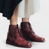 JERSY MARAKITO COOL PUNK FLAT LEATHER ANKLE BOOTS - boopdo