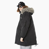SWAGGER SHOTE MID LENGTH FAUX FUR COLLAR HOODED JACKET - boopdo