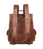 MANTIME SEVENTH AVENUE RETRO BRITISH STYLE HANDMADE OUTDOOR LEATHER BACKPACK IN BROWN - boopdo
