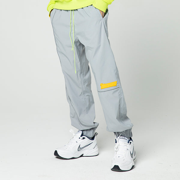 NFWYS ZAOBAMO HAMMER SHAPED STRIPED REFLECTIVE SWEATPANTS IN GRAY - boopdo