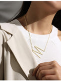 UZL DESIGN GOLD PLATE NECKLACE WITH M PENDANT NECKLACE - boopdo