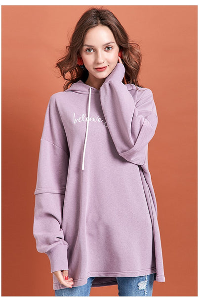 ARTKA LONGLINE PATCHWORK HOODIE IN LILAC - boopdo