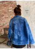 8GIRLS DESIGN TEDDY BUTTON UP COAT IN BLUE - boopdo