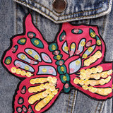 KEAN DENYA GANGO HANDMADE FLOWER BUTTERFLY EMBROIDERED DENIM JEAN COAT - boopdo