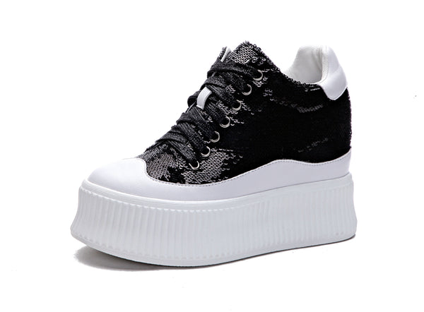ROOSEVELT BOGANO SEQUINED CHUNKY SOLE CASUAL SNEAKER - boopdo
