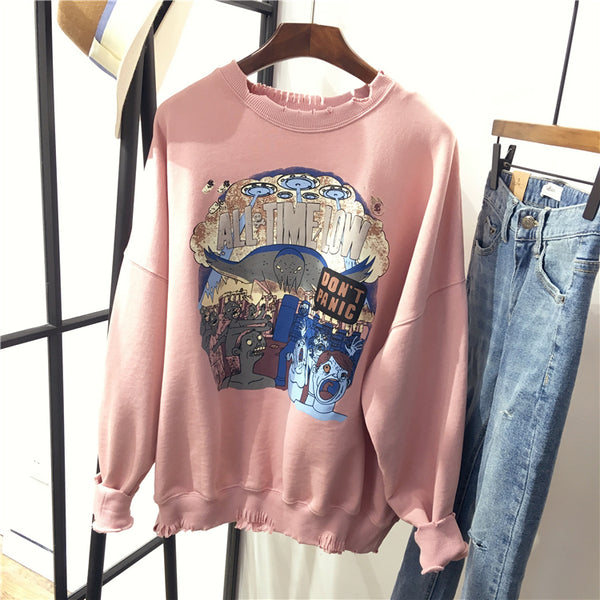 SIMDA LONG SLEEVE SWEATSHIRT WITH GRAPHIC PRINT - boopdo