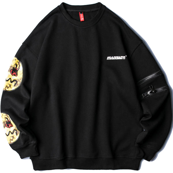 MADDIAOYI ZACPO FLAME EYES FACE PRINT CREW NECK SWEATSHIRT - boopdo