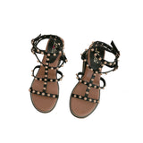 BOOPDO DESIGN WEDGE SANDALS WITH STUD DETAIL - boopdo