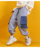 KIKO GORLA STRIPED SEERSUCKER CASUAL JOGGER PANTS IN BLUE - boopdo