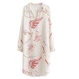 BOOPDIO FAR EAST STYLE RETRO SQUID PRINT OVER THE KNEE DRESS IN WHITE - boopdo