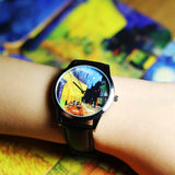 GOGH OIL PAINTING WORLD GLOBE VINTAGE DESIGN WATCH - boopdo