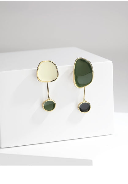 UZL DESIGN EARRINGS WITH NATURAL STYLE STONE DROP IN GOLD PLATE - boopdo