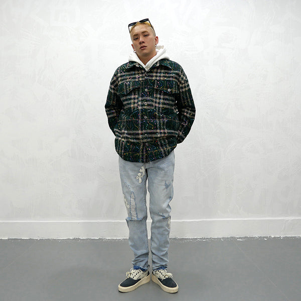 GONZA MANSTA URBAN STYLE PLAID QUILTED OUTDOOR THICK SHIRT - boopdo