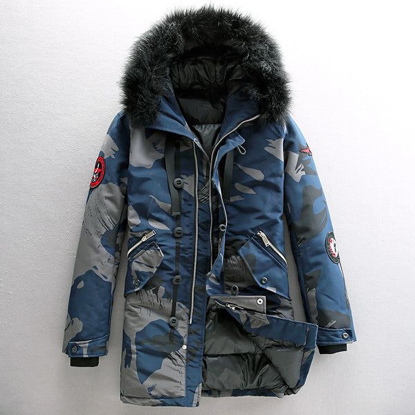 BAUX PULP FAUX FUR PUFFER JACKET WITH HOOD IN CAMO - boopdo