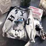 BOOPDO DESIGN BULLDOG PRINT RELAXED SWEATSHIRT - boopdo