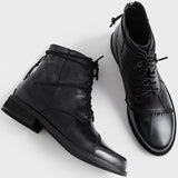 JERSY MARAKITO COOL PUNK FLAT LEATHER ANKLE BOOTS - boopdo