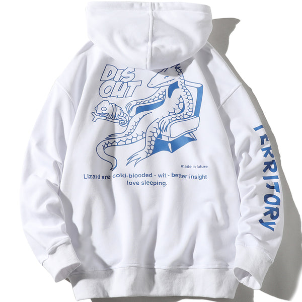 BRUGI DISQUT LAZY LIZARD PRINT PULLOVER HOODIE - boopdo