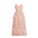 ALICE ROPE STRAP FLORAL EMBROIDERY PROM DRESS - boopdo