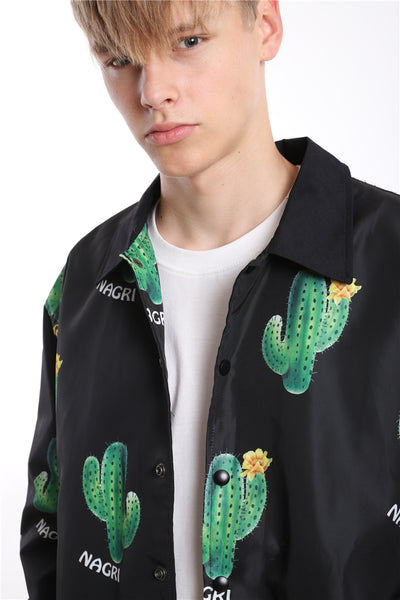 DEZO CATHLON CACTUS FLORAL MESH LINING HIPSTER STYLE JACKET - boopdo