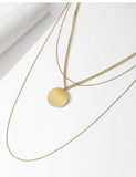 UZL DESIGN MULTIROW NECKLACE WITH COIN PENDANT IN GOLD PLATE - boopdo