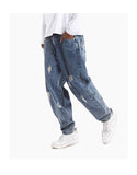 ZOMBRE ZILLA RIPPED DENIM JEAN SWEATPANTS IN NAVY - boopdo