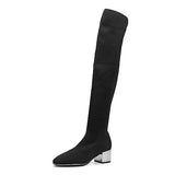 URBANWEAR GLAMOUR CELLE OVER THE KNEE STOVEPIPE SOCK BOOTS IN BLACK - boopdo