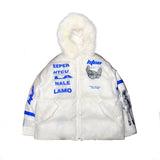 HIT THE COLLECTION STYLE FAUX FUR PADDED COTTON SKI JACKET IN WHITE - boopdo
