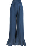SINCE THEN WIDE LEG TROUSERS WITH FRILL HEM IN STRIPE - boopdo