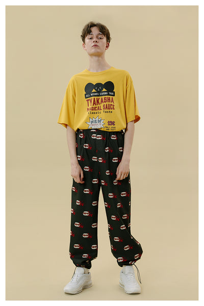 TYAKASHI CARGO PANTS WITH GRAPHIC PRINT - boopdo