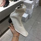 LUXE SEVEN DESIGN SQUARE TOE HEELED ANKLE BOOTS - boopdo