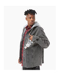 ZEPZU FERGO BEEDOO DETACHABLE HOODED DENIM JEAN JACKET - boopdo